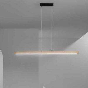 lampadario a barra in legno naturale