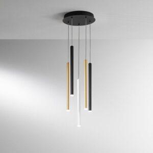 lampadario moderno a sospensione bianco oro e nero