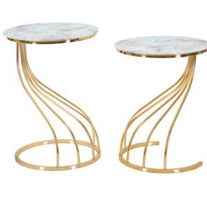 coppia tavolini con struttura oro