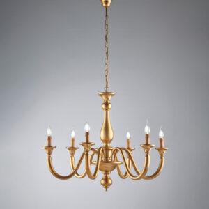 lampadario in legno colore oro antico