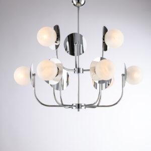 lampadari cromo con vetri bianche