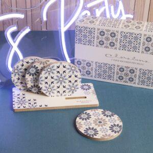 bomboniere matrimonio fiori blu e tortora