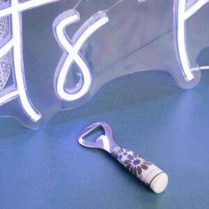 bomboniere matrimonio apribottiglie fiori blu