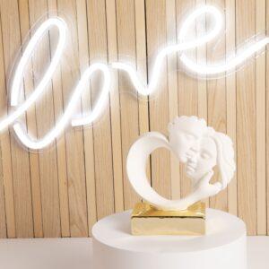 bomboniere matrimonio coppia innamorati in gesso base oro