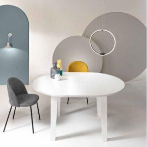 tavolo moderno bianco con base bianca frassinato