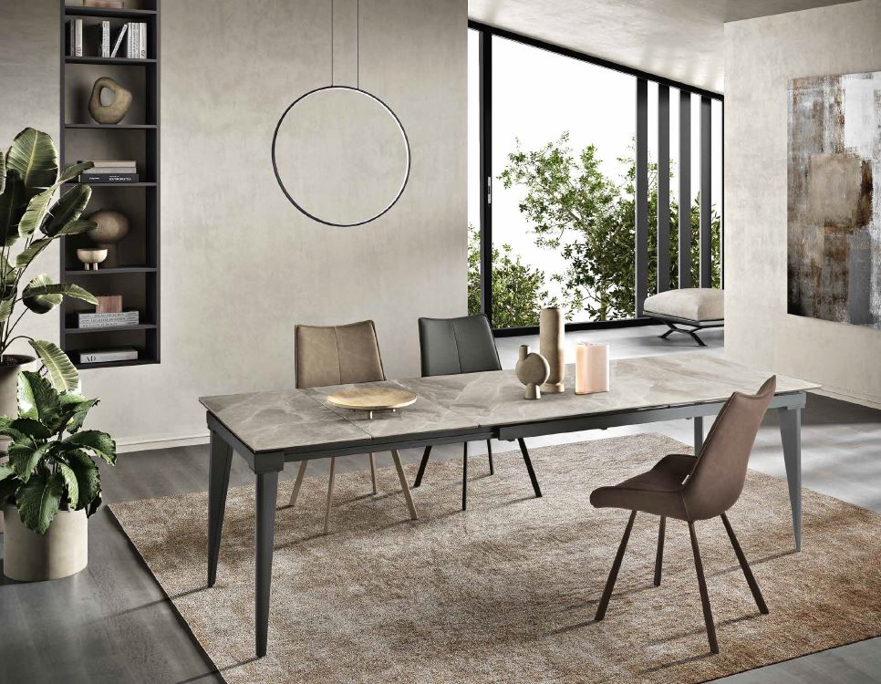 tavolo moderno antracite e marmo grigio lucido