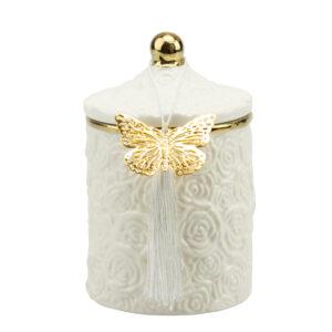 bomboniere matrimonio bianca e oro candela profumata