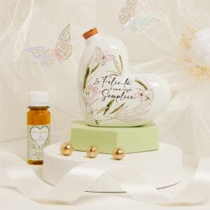 BOMBONIERA MATRIMONIO OLIERA PICCOLA CUORE CON OLIO