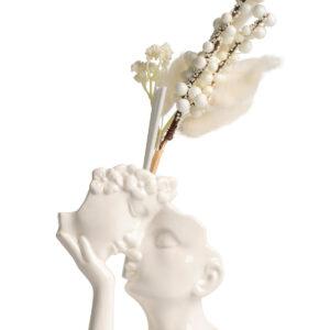 BOMBONIERA MATRIMONIO COPPIA SGUARDO STILIZZATA PROFUMATORE PORCELLANA BIANCA