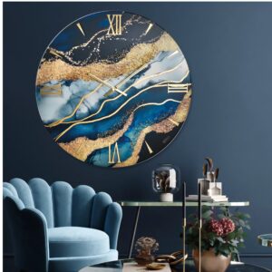 orologio moderno blu e oro