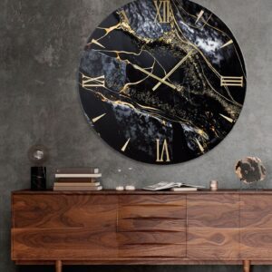 orologio moderno nero con venature oro