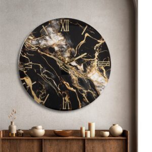 orologio moderno nero con venature oro
