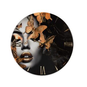 orologio moderno viso donna con farfalle oro