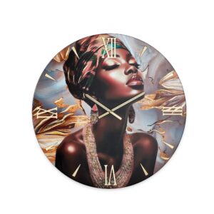 Orologio moderno viso donna africana con numeri oro