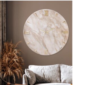 Orologio moderno effetto marmo con numeri oro