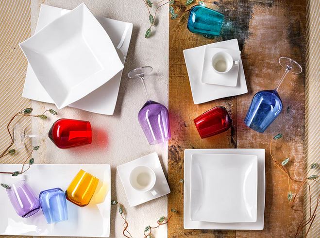 piatti in porcellana quadrato bianco