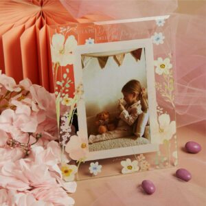 BOMBONIERA MATRIMONIO PORTAFOTO CON FIORI ROSA