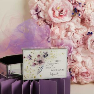 BOMBONIERE MATRIMONIO SCATOLA PORTA GIOIE DECORO FLOREALE LILLA