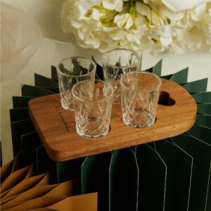 bomboniere matrimonio vassioin legno con bicchierini in vetro