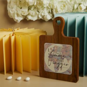 BOMBONIERE MATRIMONIO TAGLIERE IN LEGNO TEMA VIAGGIO