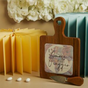 BOMBONIERE MATRIMONIO TAGLIERE IN LEGNO TEMA VIAGGIO