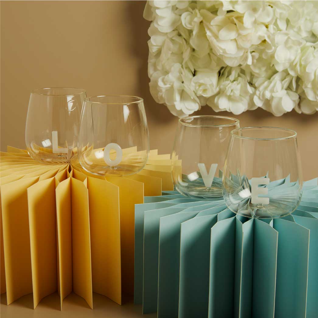 BOMOBONIERE MATRIMONIO SET 4 BICCHIERI IN VETRO LOVE BOMOBONIERE MATRIMONIO SET 4 BICCHIERI IN VETRO LOVE