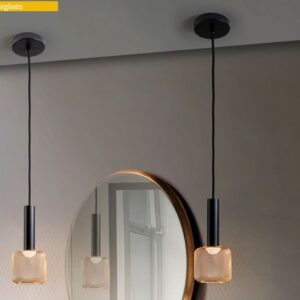 LAMPADARIO SOSPENSIONE 1L ·SINCRO· NERO/ORO