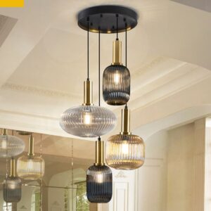 LAMPADARIO SOSPENSIONE 4L ·NORMA·NERO/OTTONE