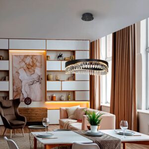 SELENE LAMPADARIO SOSPENSIONE Ø60 NERO-VETRO