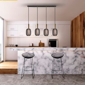 LAMPADARIO SOSPENSIONE 4L ORO/NERO MICRON