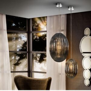 LAMPADARIO SOSPENSIONE 1L ·OVILA· FUMÉ 30Ø