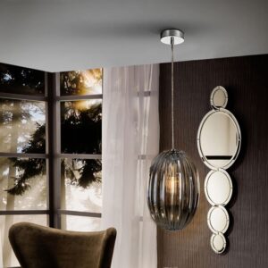 LAMPADARIO SOSPENSIONE 1L ·OVILA· FUMÉ 20Ø