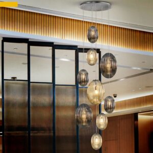 LAMPADARIO SOSPENSIONE 9L ·OVILA· FUMÉ COGNAC