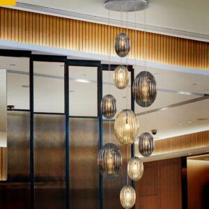 LAMPADARIO SOSPENSIONE 9L ·OVILA· FUMÉ COGNAC DIMMERABILE