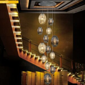 LAMPADARIO SOSPENSIONE 13L ·OVILA· FUMÉ COGNAC