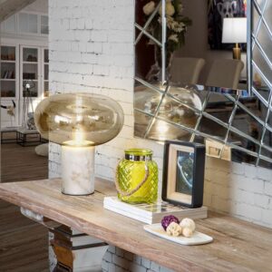 FUNGI-LAMPADA DA TAVOLO 1L MARMO BIANCO