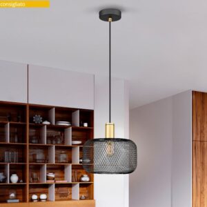 LAMPADARIO SOSPENSIONE 1L ORO-NERO