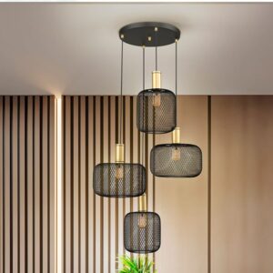 LAMPADARIO SOSPENSIONE 4L ORO - NERO OSIRIS