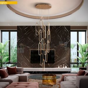 LAMPADA SOSPENSIONE LED ·COLETTE· 14L ORO ROSA DIMM.