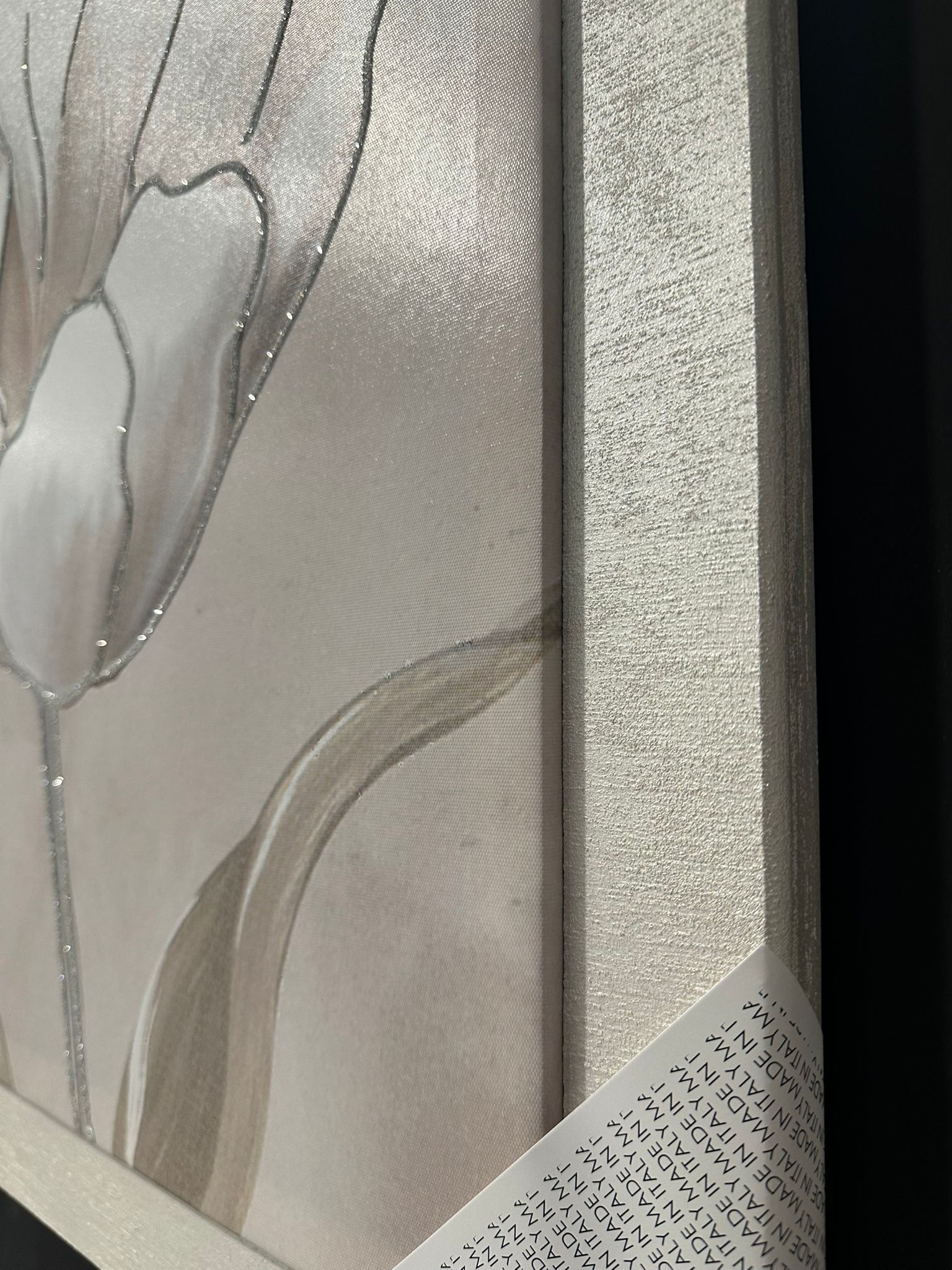 quadro fiori bianchi cornice ghiaccio