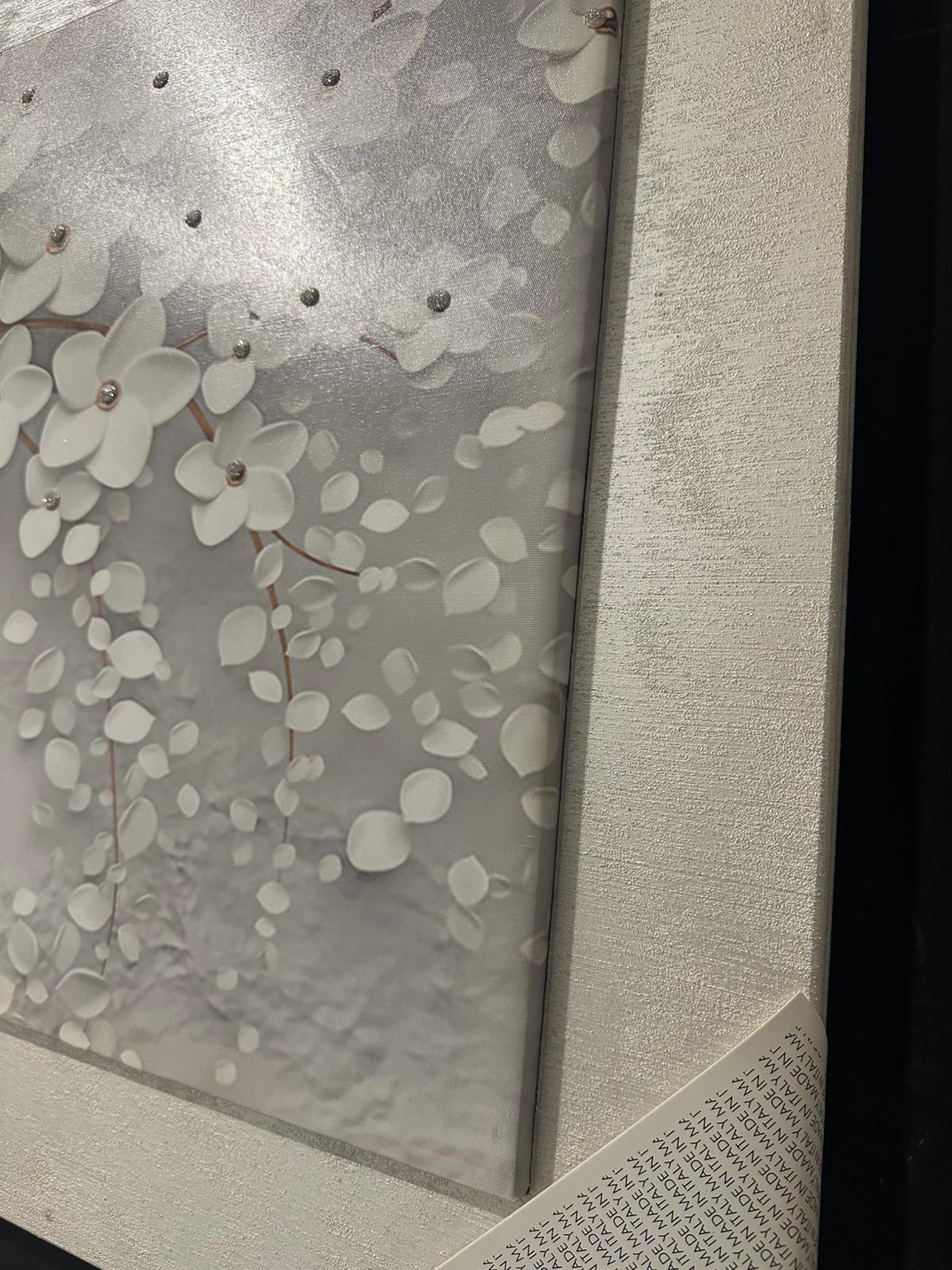 quadro paesaggio con fiori di loto cornice ghiaccio