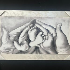 quadro famiglia con mani e piedi cornice ghiaccio