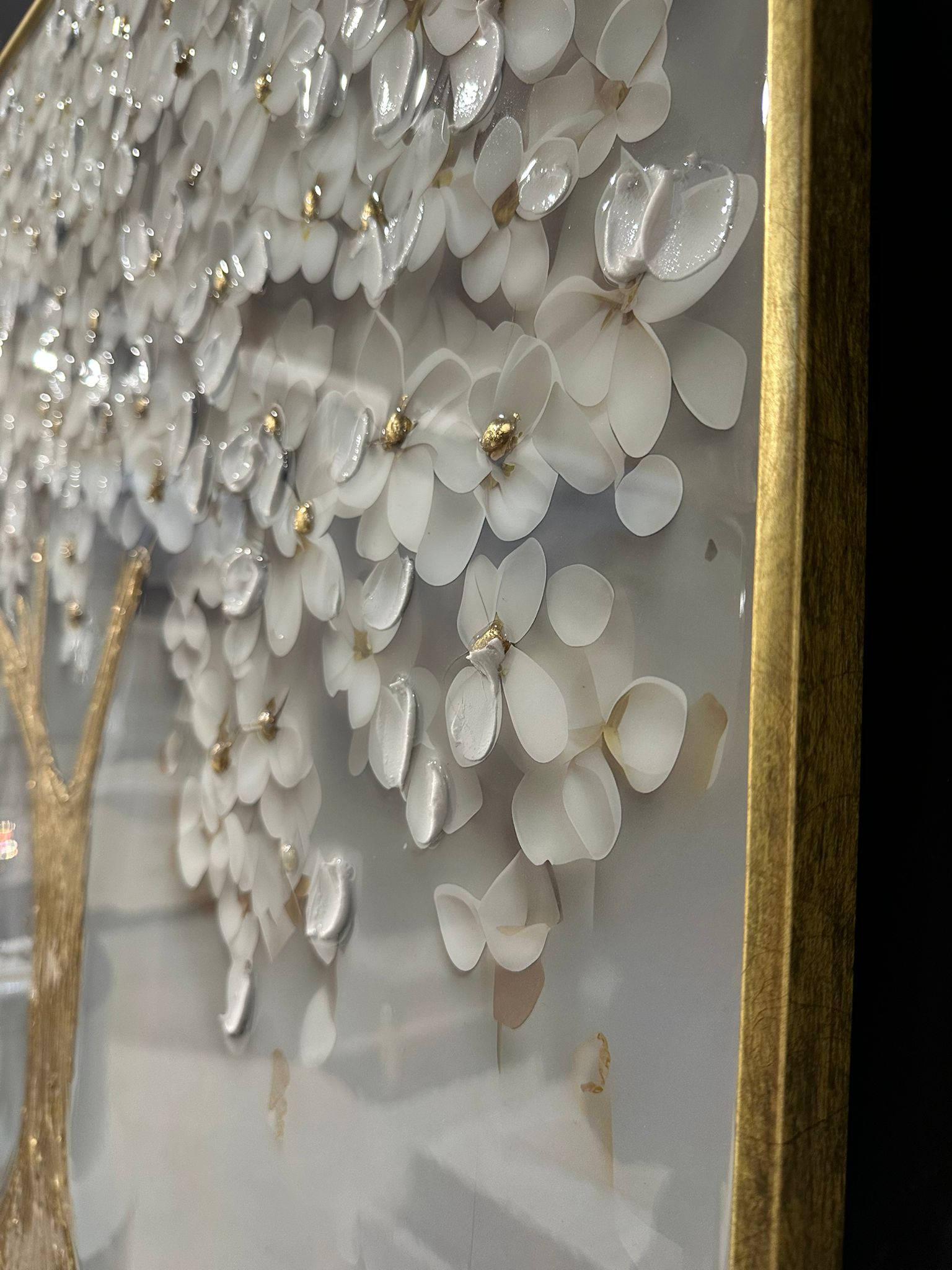 quadro albero loto cornice in legno oro