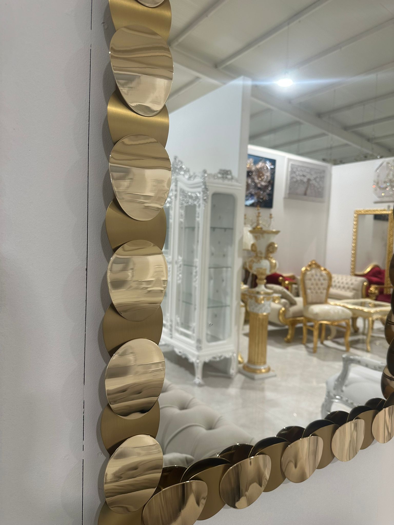 specchio rettangolare in metallo oro lucido/ oro satinato