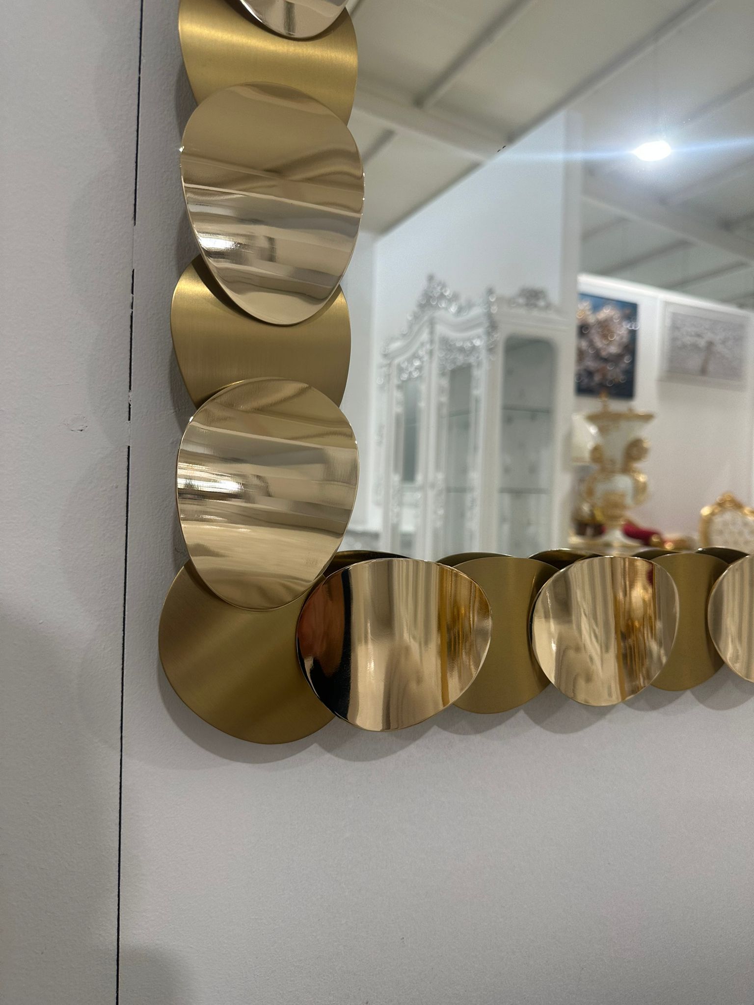 specchio rettangolare in metallo oro lucido/ oro satinato