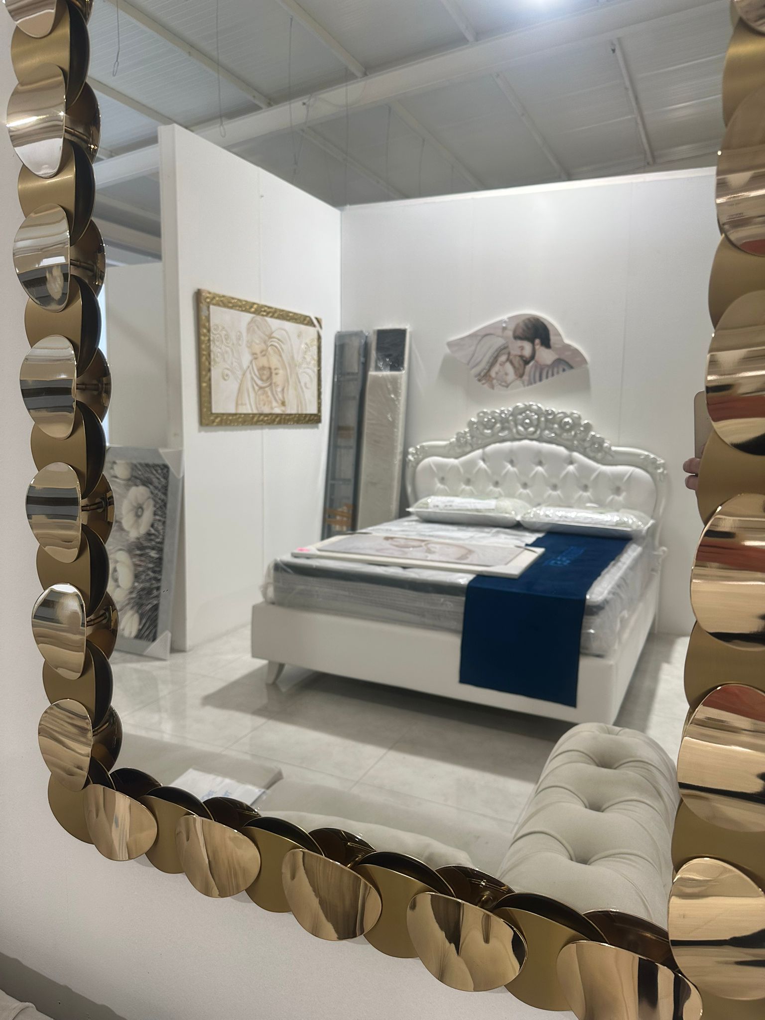 specchio rettangolare in metallo oro lucido/ oro satinato