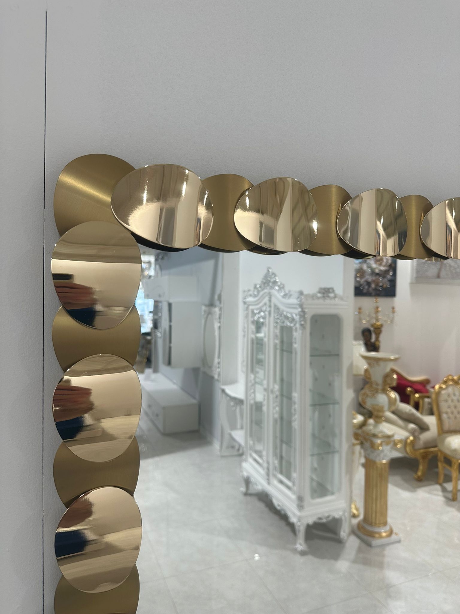 specchio rettangolare in metallo oro lucido/ oro satinato