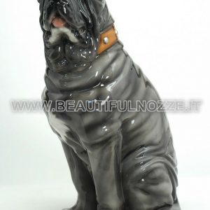 CANE MASTINO NAPOLETANO SEDUTO IN CERAMICA COLORATA ANIMALI ARREDO CASA