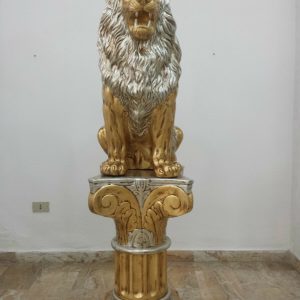 COLONNA E LEONE CERAMICA ORO CRISTALLI ANIMALI ARREDO CASA SOGGIORNO SALOTTO