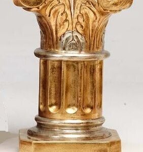 COLONNA IN CERAMICA DECORO FOGLIA ORO ARGENTO SCULTURA ARREDO CASA STATUA